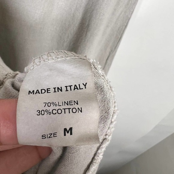 CONTESSA TERESA Lagenlook Boho Cotton Linen Blend Dress M Tan Made in Italy - Picture 8 of 9